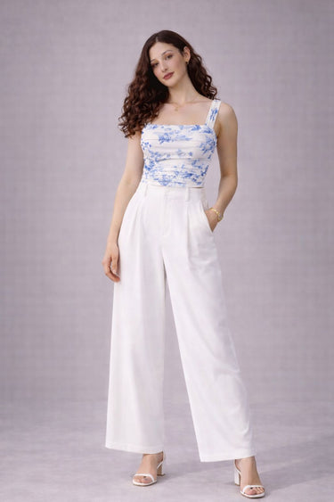 Blue floral corset top structured for women - Fasciners Pakistan