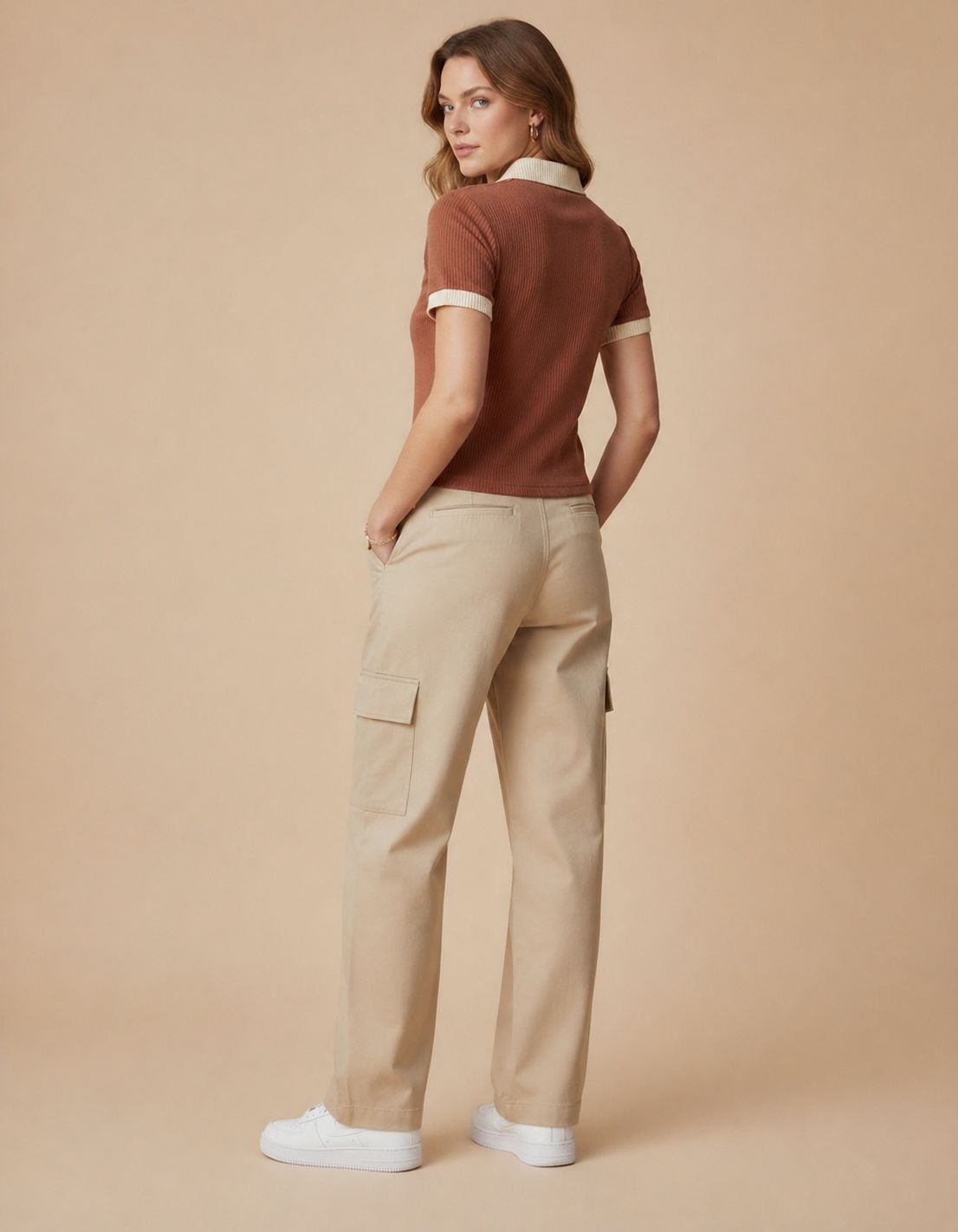 Cocoa beige polo top styled look women Pakistan