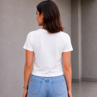 White fitted t-shirt back view — Fasciners Pakistan