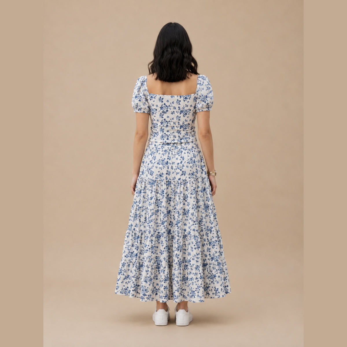 Blue Floral Skirt & Shirt Co-Ord Set