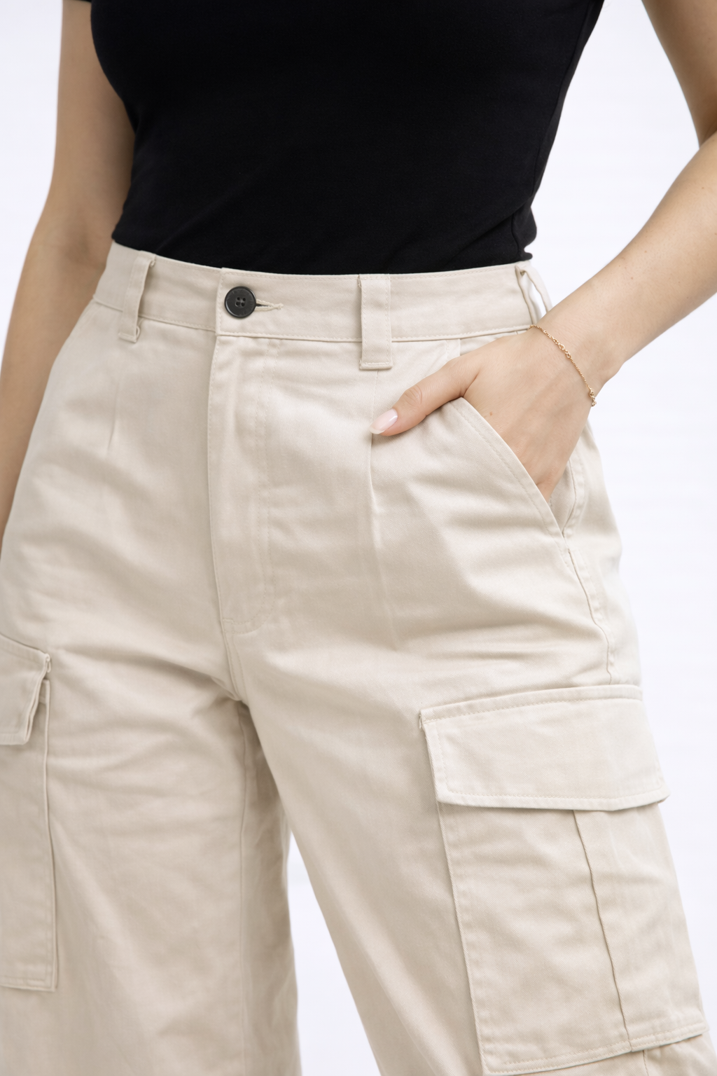 Sand cargo trousers detail utility pockets - Fasciners Pakistan
