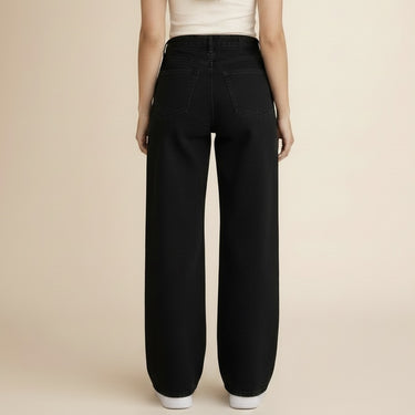 Fasciners High Waist Wide Leg Jeans Jet Black back view