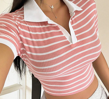 Blush Ribbed Polo