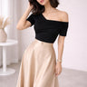Asymmetrical off-shoulder ruched top for women - Fasciners Pakistan