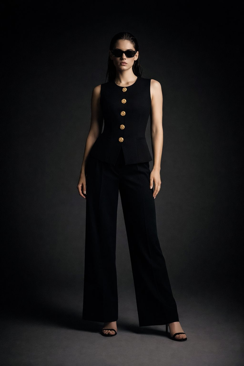 Black structured coord set trouser detail - Fasciners Pakistan