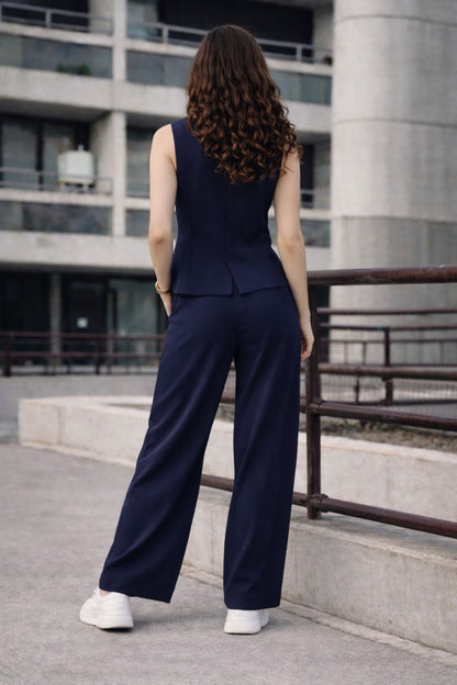 Navy tailored coord set styled look women Pakistan