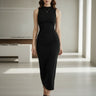 Black bodycon maxi dress sculpted fit for women - Fasciners Pakistan