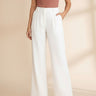 Wide leg white trousers high waist for women - Fasciners Pakistan