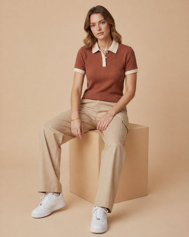 Polo Top - Cocoa Beige
