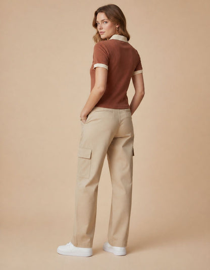 Cocoa beige polo top styled look women Pakistan