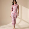 Blush bloom pink floral midi dress for women - Fasciners Pakistan