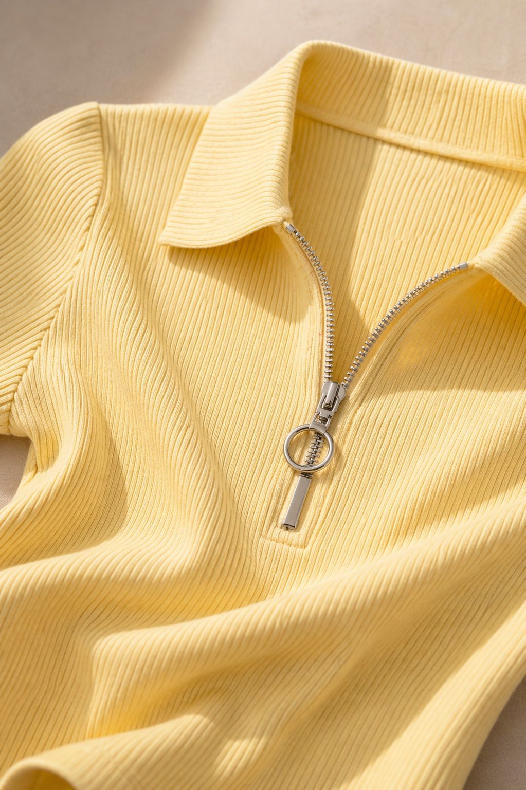 Butter zip polo collar detail women - Fasciners Pakistan