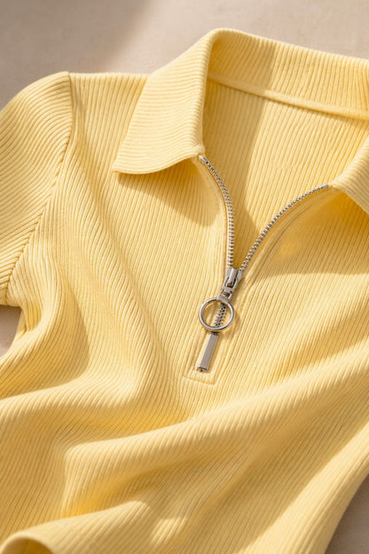 Butter zip polo collar detail women - Fasciners Pakistan