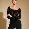 Midnight bloom sheer floral top evening wear for women - Fasciners Pakistan