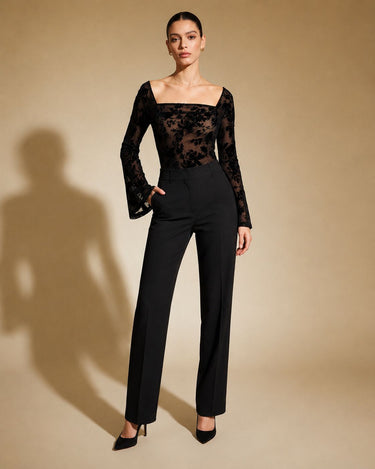 Midnight Bloom Sheer Top
