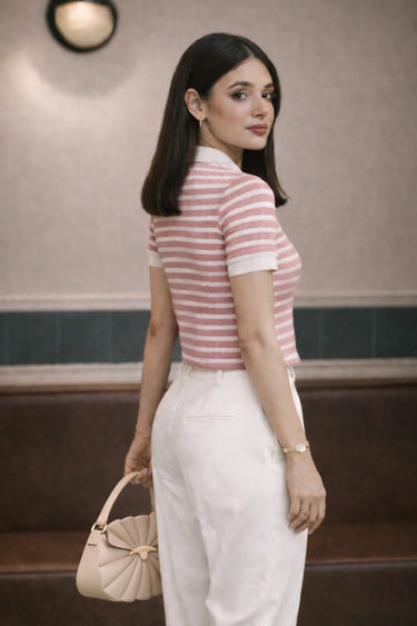 Blush Ribbed Polo