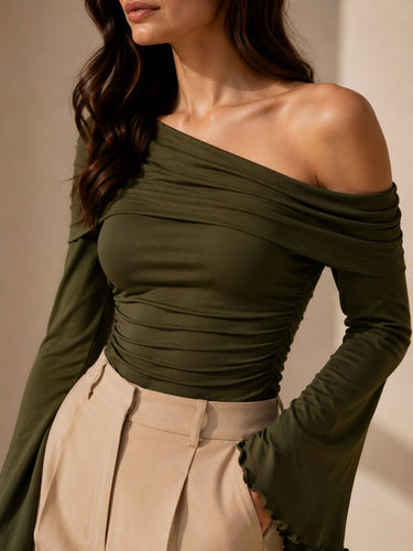 Olive Muse Off-Shoulder Top