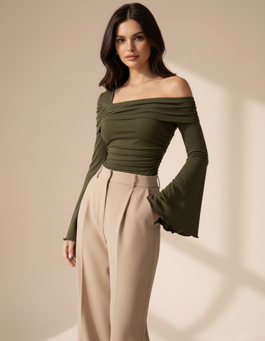 Olive Muse Off-Shoulder Top